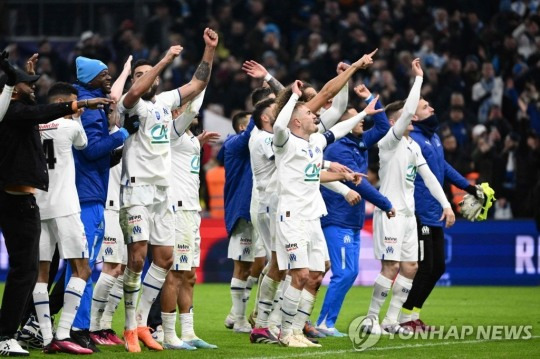 기뻐하는 마르세유 선수들 [AFP=연합뉴스]