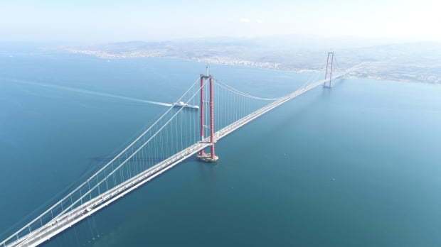 튀르키예 차나칼레주의 랍세키와 겔리볼루 지역을 연결하는 차나칼레 대교. 사진=DL이앤씨