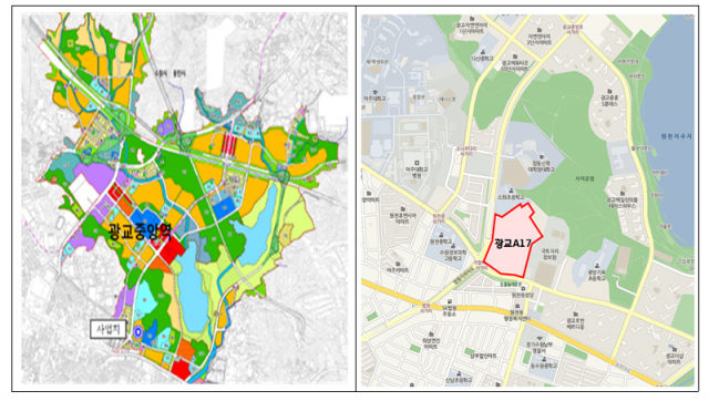 중산층 임대주택 예정부지인 광교신도시 A17블록 위치. GH 제공