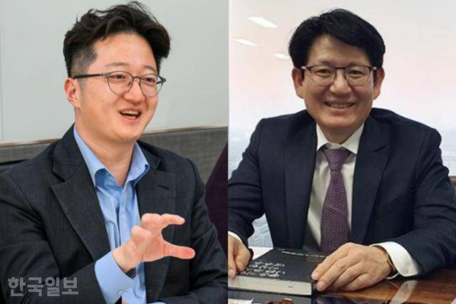 이창환 얼라인파트너스 대표(왼쪽 사진), 강성부 한국기업지배구조개선펀드(KCGI) 대표. 최주연·윤주영 기자