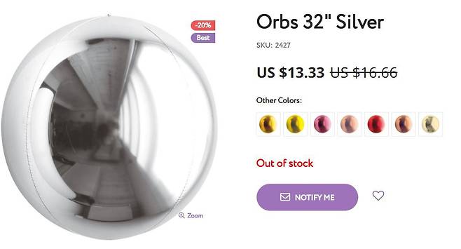 NIBBB가 날린 풍선으로 추정되는 제품./풍선 전문 온라인쇼핑몰 홈페이지