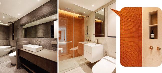 이국적이고 유니크한 타일로 시공한 욕실.