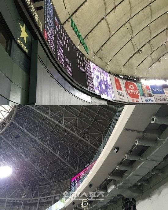 도쿄돔과 고척돔의 천장 차이. 도쿄돔은 지붕이 딱딱한 구조물이 아닌 특수 재질로 만들어져 36대의 가압 송풍 팬이 돔 안으로 공기를 들여보내 상승기류로 돔의 모습을 유지하게 한다. IS 포토