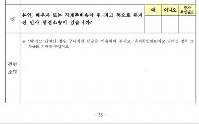 ▲ 지난해 대통령실이 공개한 공직 예비 후보자 사전 질문지. ⓒ윤건영 의원 페이스북