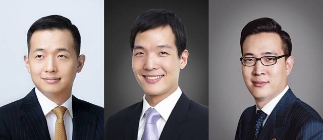 김승연 한화그룹 회장의 아내 고 서영민 여사가 보유하고 있던 ㈜한화 지분이 김동관 한화솔루션 부회장(왼쪽부터), 김동원 한화생명 사장, 김동선 한화호텔앤드리조트 전무 등 세 아들에게 동일하게 상속됐다. /한화