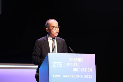 ZTE CEO Xu Ziyang delivered a welcome speech in Global Industrial Innovation Forum at MWC 2023 (PRNewsfoto/ZTE Corporation)