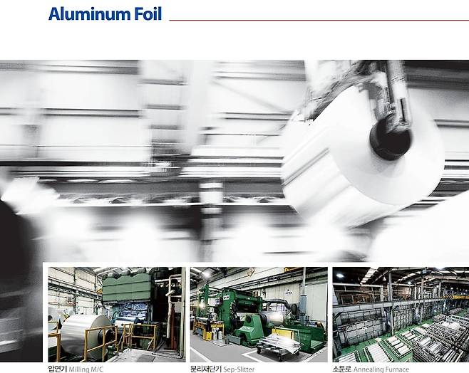 롯데알미늄 양극박 및 양극박 생산 기계./롯데알미늄 홈페이지