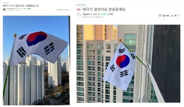 세종시민들의 태극기 게양 캠페인 인증샷. 뉴스1