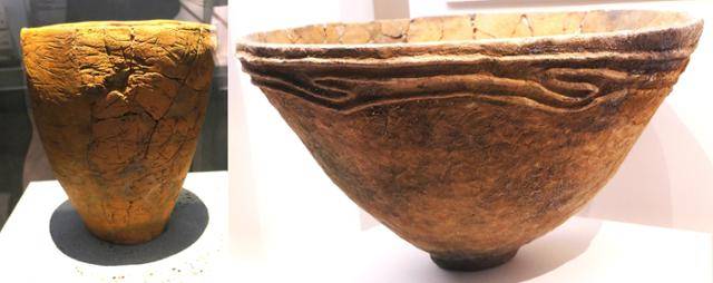 고산리유적에서 출토·복원된 짚풀토기와 융기문토기