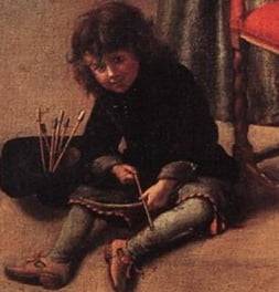 왼쪽 아래, 사랑의 신 큐피드를 상징하는 소년을 보면 여성의 병명이 '상사병'이라는 걸 알 수 있다.