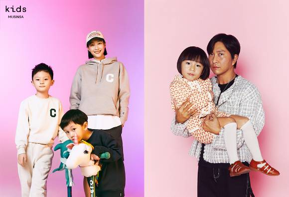 무신사 키즈 1주년 캠페인에서 공개한 셀럽 패밀리룩 화보. [사진=무신사]