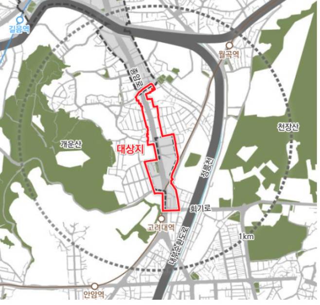 종암지구중심지구단위계획구역 위치도