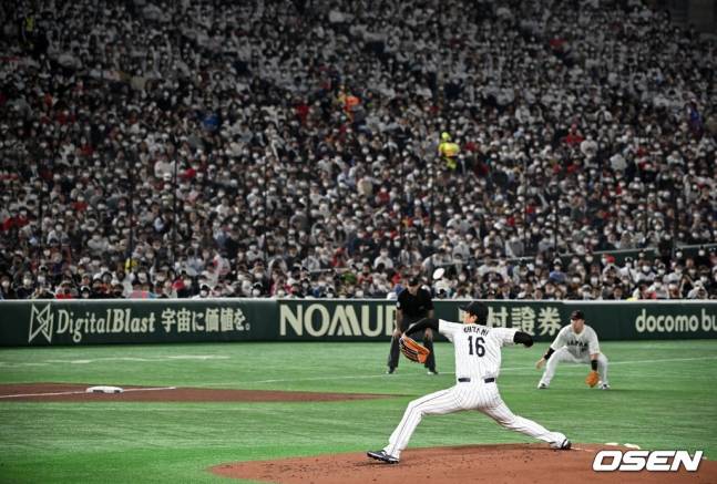 중국전 2회에서 역투하는 오타니 쇼헤이.