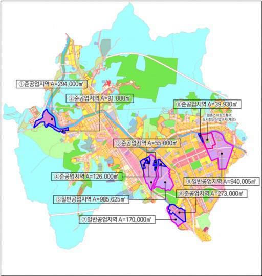 안양시 공업지역 현황. 안양시 제공