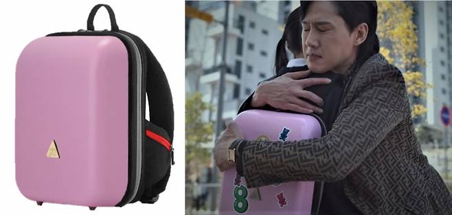 드라마 '더글로리' 극중 초등학교 1학년인 연진의 딸 예솔이 하굣길에 매고 나온 국내 브랜드 ‘르빠노’ 제품(왼쪽). [르빠노] ['더 글로리']