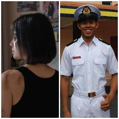 드라마 '더 글로리' 속 동은(송혜교·왼쪽)은 고교 시절 학폭을 당해 온몸에 화상 상처가 곳곳에 남았다. 말레이시아 청년이었던 줄파르한 오스만도 대학 숙소에서 증기다리미로 동은과 비슷한 비극을 겪었다. 사진은 오스만이 생전 해병사관후보생 제복을 입고 찍은 모습. 넷플릭스 제공, 오스만 어머니 사회관계망서비스 캡처