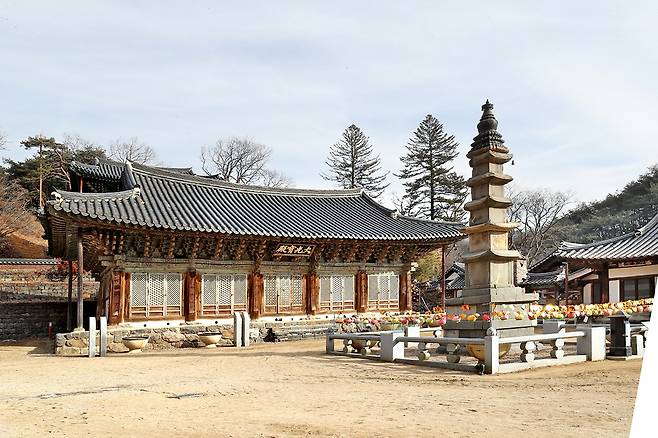 마곡사 오층석탑과 대광보전[사진/조보희 기자]