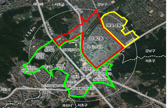 양재·개포4동 ICT 특정개발진흥지구 대상지 현황. 자료=서울시