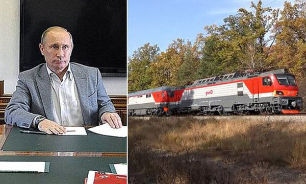 푸틴의 전용열차로 추정되는 열차 모습
