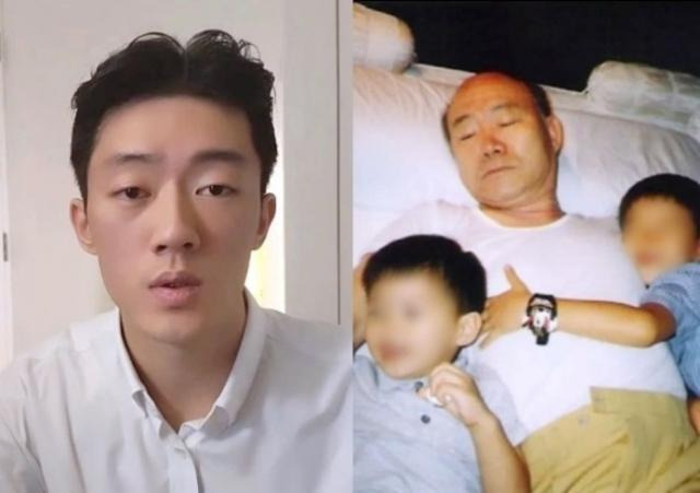 전우원씨가 유튜브 영상을 통해 폭로하고 있는 모습(왼쪽 사진). 그는 “법의 처벌을 받고 진정으로 회개하기 위해 동영상을 찍는다"며 "법의 심판을 받겠다”고 말했다. 우원씨가 어린 시절 할아버지인 전두환씨와 함께 있는 모습(오른쪽).