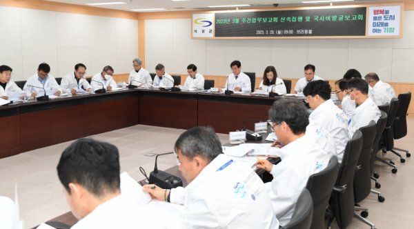 부산 기장군이 20일 정종복 군수 주재로 제2차 국시비 사업 발굴 보고회를 개최하고 있다. 사진제공ㅣ부산 기장군