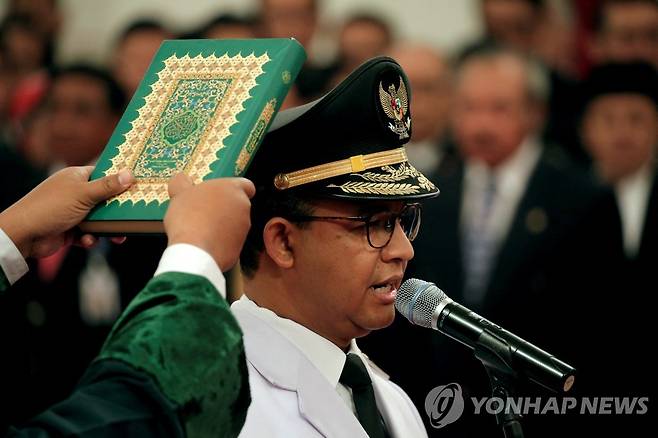 아니스 바스웨단 전 자카르타 주지사 [로이터 연합뉴스 자료사진. 재판매 및 DB 금지]