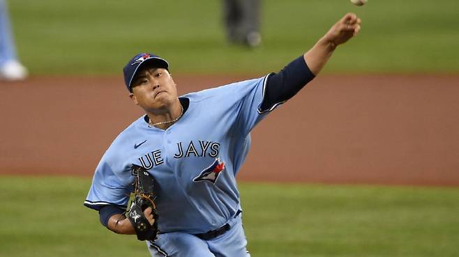 토론토 블루제이스는 현재 더니든 캠프에서 캐치볼 수준으로 피칭훈련을 진행하고 있다. AP연합뉴스