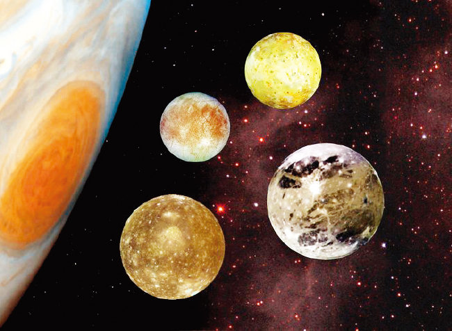 목성의 이오, 유로파, 가니메데, 칼리스토 위성. [NASA 제공]