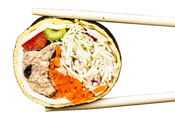 다이어트 김밥 단면. 밥이 없다.