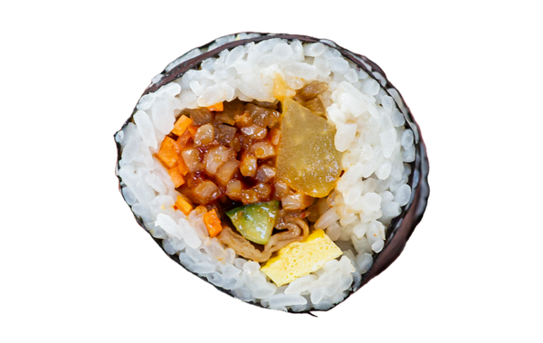 진미채 김밥. 매운맛, 보통맛이 있다.