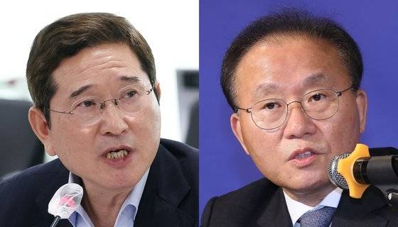 국민의힘 차기 원내대표 주자로 거론되는 (왼쪽부터) 김학용·윤재옥 국민의힘 의원. [사진 = 연합뉴스]