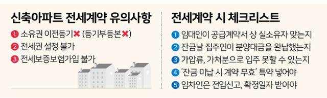 신축 아파트 전세 계약 유의 사항. 그래픽=김문중 기자