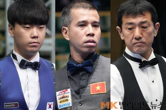 오는 23일부터 4일간 강원도 양구 청춘체육관에서 열리는 ‘제11회 아시아캐롬선수권대회’서 (왼쪽부터)김행직의 한국, 트란퀴엣치엔의 베트남, 우메다 류지의 일본 등 3개국이 아시아 최강 자리를 놓고 경쟁한다. (사진= MK빌리어드뉴스 DB)