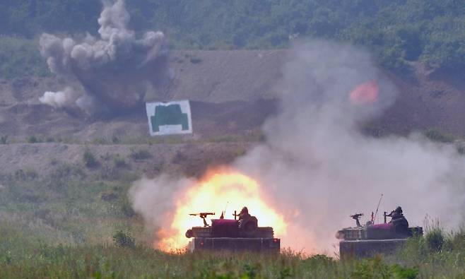 지난 2017년 7월 19일 경북 포항시 남구 수성사격장에서 실시된 한미 KMEP훈련. 사진=뉴스1