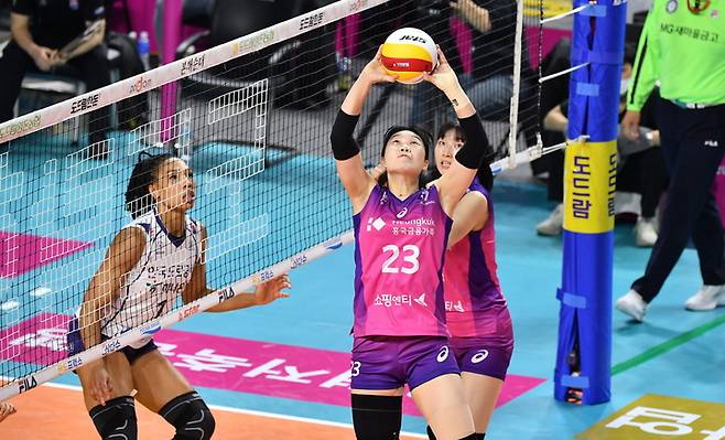 [서울=뉴시스]흥국생명 세터 이원정. 2023.03.31. (사진=한국배구연맹 제공) *재판매 및 DB 금지