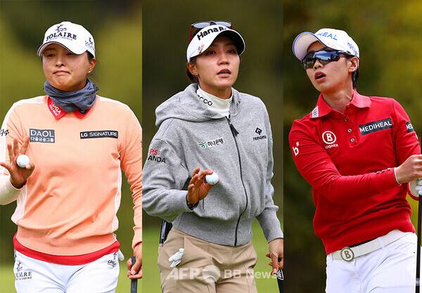 2023년 미국여자프로골프(LPGA) 투어 디오 임플란트 LA오픈에 출전한 고진영, 리디아 고, 안나린 프로가 2라운드에서 경기하는 모습이다. 사진제공=ⓒAFPBBNews = News1