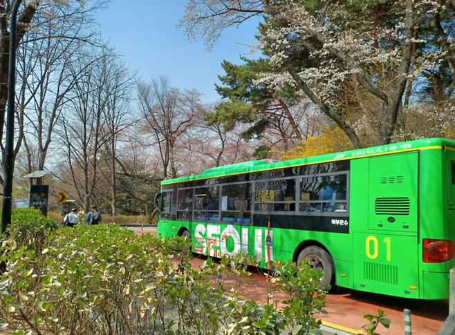 서울시는 오는 8일부터 주말 남산공원 지역을 운행하는 8001번 버스노선을 신설한다고 2일 밝혔다. 사진은 기존에 운행 중인 01번 버스. 서울시 제공