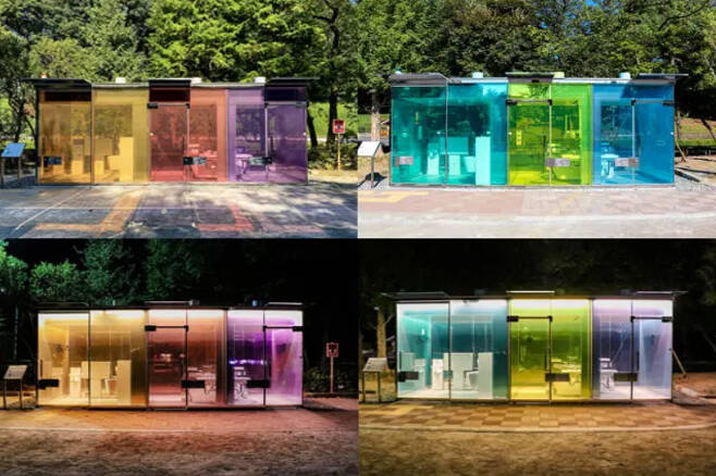 건축계 노벨상 '프리츠커상' 수상자 반 시게루(Shigeru Ban)가 설계한 투명화장실. [도쿄화장실 사이트]
