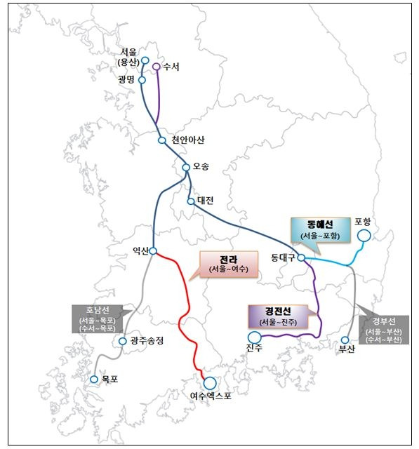 SRT고속철도 노선도. 국토교통부 제공