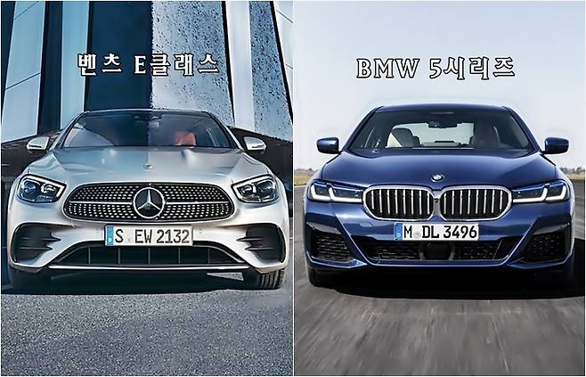 수입차 판매왕 경쟁을 벌이는 벤츠 E클래스와 BMW 5시리즈 [사진출처=벤츠, BMW]