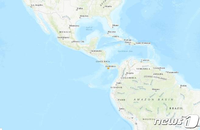 파나마 보카치카 인근에서 4일(현지시간) 규모 6.6 지진이 발생했다. 2023.04.04/뉴스1(USGS 갈무리)