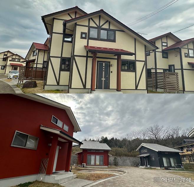 지난달 15일 찾은 '그린빌리지나기(Green Village Nagi)'(위)와 '파크사이드나기(Park Side Nagi)'의 모습. 각각 단독주택 12가구, 5가구로 구성된 임대주택으로 월 임대료가 5만엔(한화 약 50만원)이다. 신혜원 기자