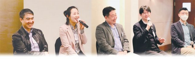 왼쪽부터 이민우 오토데스크 이사, 김영지 메드트로닉 차장, 김민석 삼성전자 프로, 안성용 삼성전기 프로, 김영준 엘스텍엔바이런먼트 총괄.