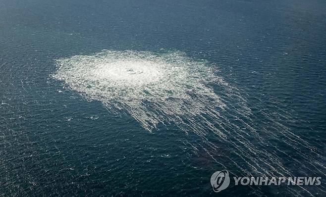 작년 9월 발생한 러시아-독일 잇는 천연가스관 폭발로 유출된 가스 [로이터 연합뉴스 자료사진. 재판매 및 DB 금지]