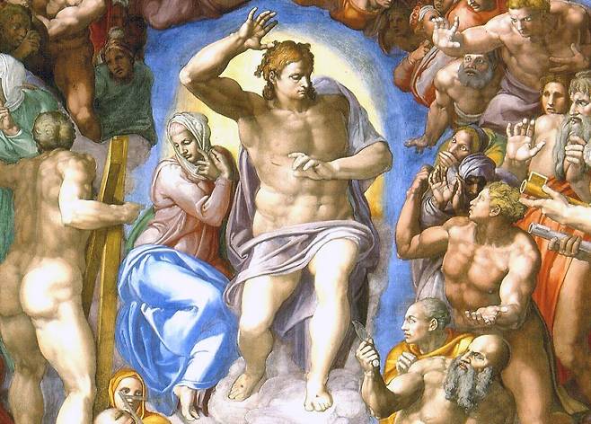 미켈란젤로 부오나로티, 최후의 심판(일부) [wikimedia]