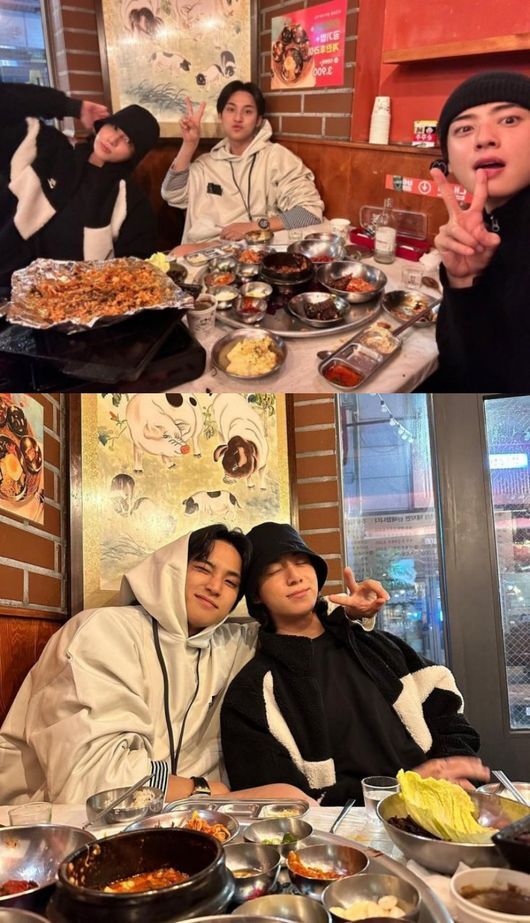 BTS Jungkook, Seventeen Kim Mingyu, and Astro Tea Jung Eun-woo made the fellowship.On the 8th, Seventeen Kim Mingyu posted a picture with his article Good evening through his instagram.In the photo, Kim Mingyu, Jungkook, and Jung Eun-woo were posing together in a restaurant.In particular, the three people are proud of their cheerful atmosphere, and they are attracted by their warm and shiny appearance even in comfortable clothes.The netizens who responded to the question showed various responses such as I have a good-looking kid next to a good-looking kid, I want you to take a three-person entertainment program ... and I support 97-line friendship.On the other hand, BTS Jungkook, Seventeen Kim Mingyu, and Astro Tea Jung Eun-woo were all born in 1997 and are known as 97.Seventeen Kim Mingyu Instagram