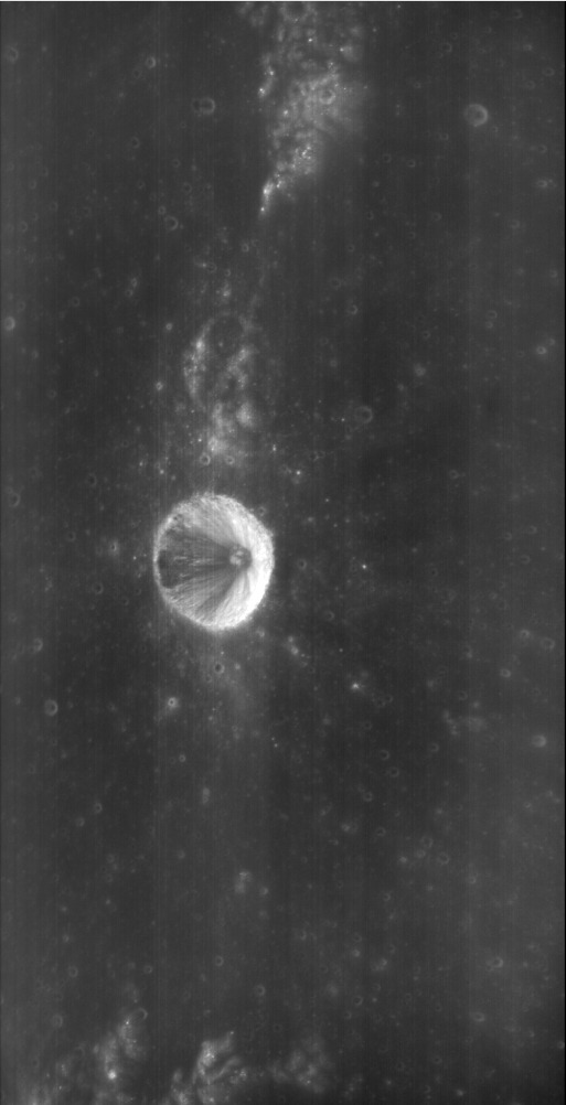 An image of Wichmann crater taken in January by the Korea Astronomy & Space Science Institute's wide-angle polarimetric camera installed on the Danuri lunar orbiter [MINISTRY OF SCIENCE AND ICT]