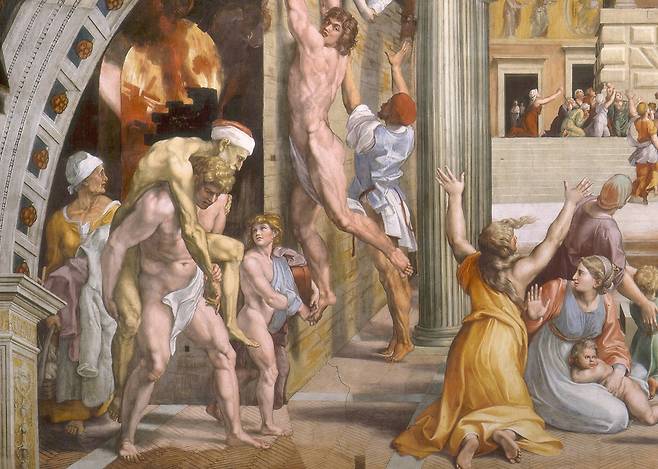 라파엘로 산치오, 보르고의 화재(일부 확대)