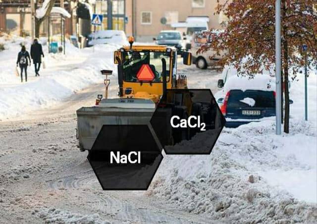 제설 장면과 주요 제설제