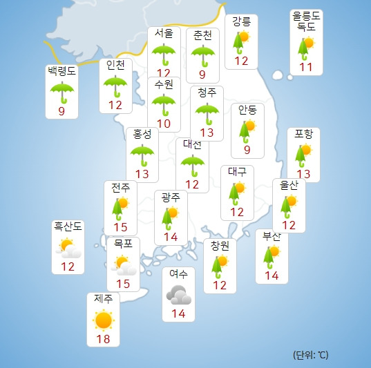 기상청 내일(18일) 오전 날씨 : 주말,주간날씨